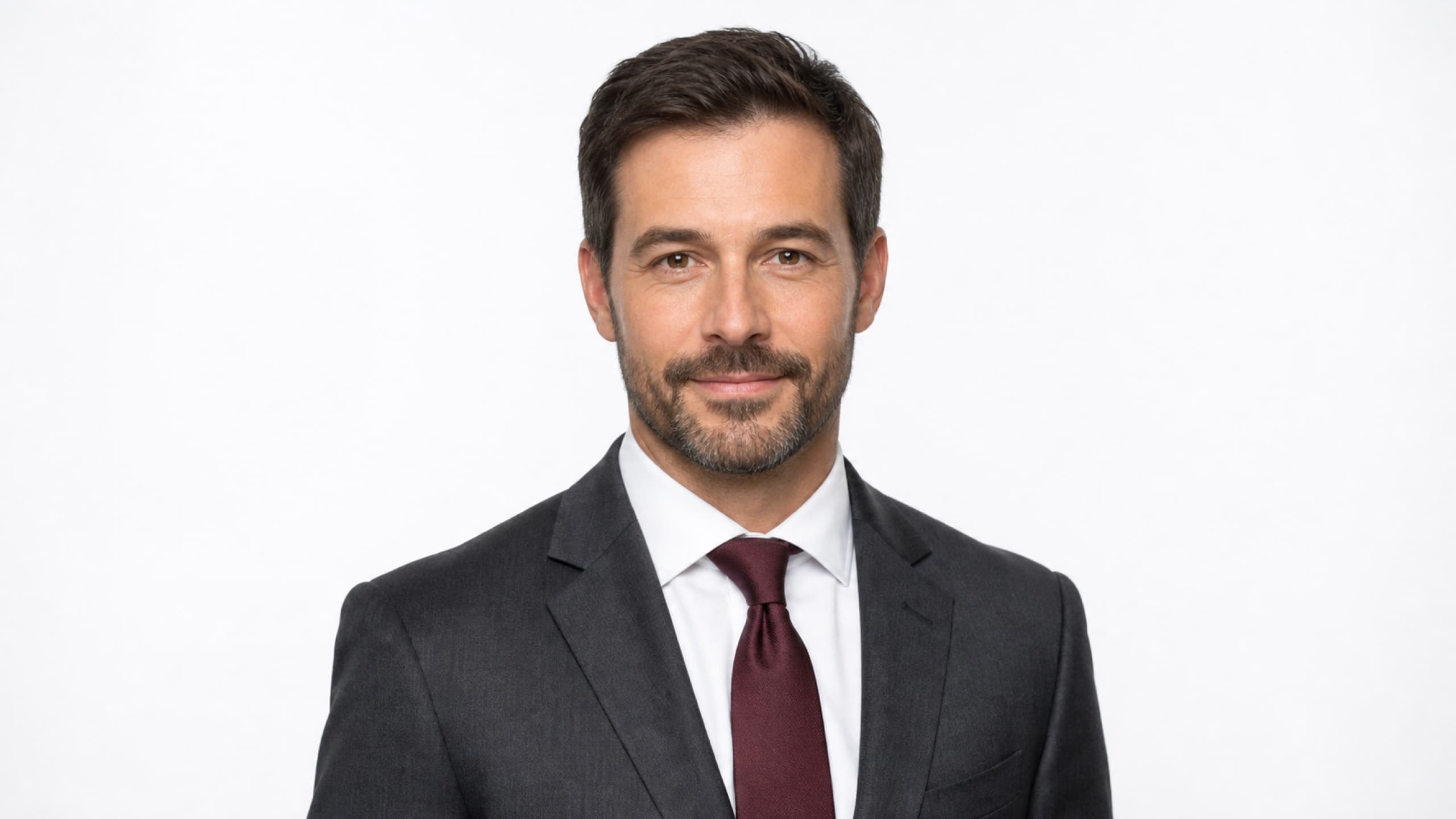 Illustrative professional AI headshot on a clean studio background