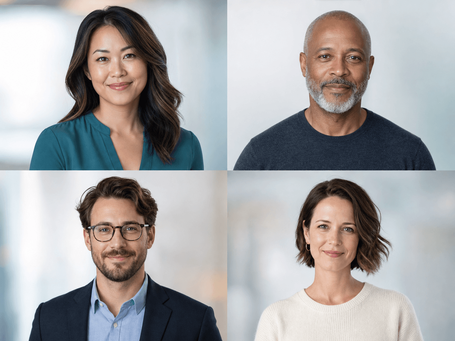 Illustrative four-person provider and clinic staff headshot rollout